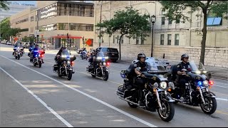 Watch Donald Trumps motorcade in downtown Milwaukee heading to Fiserv Forum [upl. by Aivad]