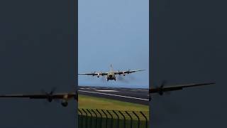 Egypt Air Force C130 at Lajes Constant Strong Crosswind shorts [upl. by Wiltshire]