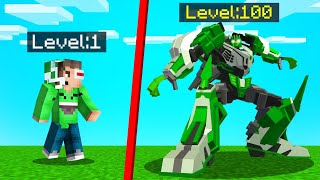 Level 1 vs Level 100 MEGA ROBOT In Minecraft [upl. by Ynnatirb906]