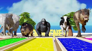 Crazy Animal Parkour Elephant Hippo Gorilla Cow TRex [upl. by Lengel]