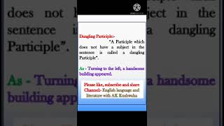 ParticipleDangling Participle participle shorts akkushwaha [upl. by Ennalyrehc]