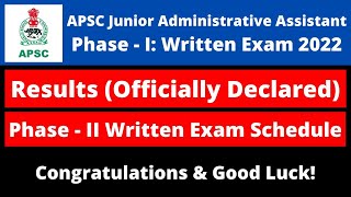 APSC Junior Administrative Assistant Phase  1 Written Exam 2022 Results Officially Declared [upl. by Quincy81]