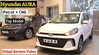 Hyundai AURA Petrol  CNG Top ModelDetail Review Video [upl. by Leahcim]