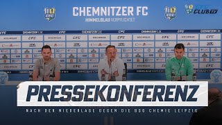 Chemnitzer FC  Pressekonferenz nach der Niederlage gegen die BSG Chemie Leipzig [upl. by Mcclimans]