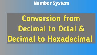 Lec3  Decimal to Octal  Decimal to Hexadecimal  Number Systemmalayalam [upl. by Helsell]