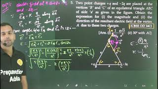 Pfp5 electric charges and field two point charges q and 2q are placed at the vertices B and C [upl. by Jago]