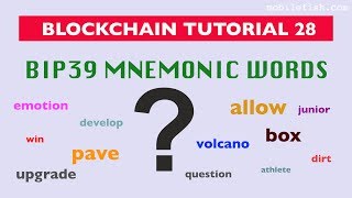 Blockchain tutorial 28 Bitcoin Improvement Proposal 39 BIP39 mnemonic words [upl. by Meil]