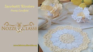 Tutorial Bomboniere all uncinetto  Sacchetti bicolorebags bicolor crochet 22 [upl. by Ardnohsal]