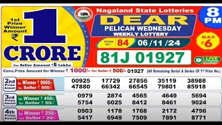 NAGALAND Lottery SAMBAD DEAR EVENING 8 PM RESULT TODAY 06112024 STATE DEAR LOTTER [upl. by Ytirahc]