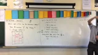 Optimisation 2 of 3 Using the Derivative to find possible turning points [upl. by Eneles327]