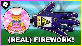 How to ACTUALLY get FIREWORK GLOVE  quotEasy As Piequot BADGE in SLAP BATTLES ROBLOX [upl. by Vinna]