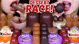 ASMR FAVORITE CHOCOLATE DESSERT RACE GIANT CHOCOLATE MARSHMALLOWS MILKA CADBURY KINDER JELLY 먹방 [upl. by Atiuqel]