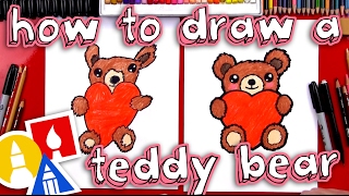 How To Draw A Teddy Bear Holding A Heart [upl. by Adnov334]