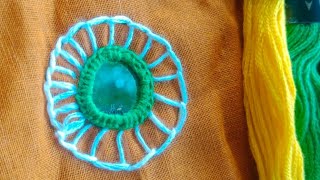 Round Mirror Work Deasine For Beginners embroidery handembroidary trendingshorts [upl. by Eilzel868]