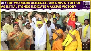 AP Assembly Election Result TDP workers celebrate outside party office in Amaravati  LS Polls 2024 [upl. by Aiekahs]