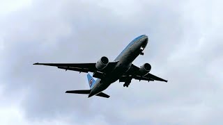 Korean Air Cargo Boeing 777F Crosswind Landing at JFK Airport [upl. by Savill]