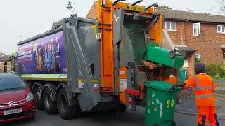 Nottingham city council Dennis olympus elite 6 empying green refuse bins [upl. by Felix]