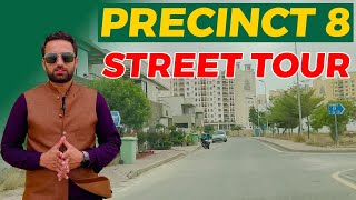 Precinct 8 Latest Street Tour Bahria Town 250 SQ Yard Plots amp Villas Rates currentmarket fyp [upl. by Flemming]