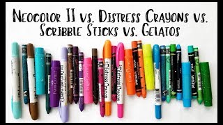 Comparing Art Crayons Neocolor II Scribble Sticks Distress Crayons Gelatos  Art Journal [upl. by Ainatnas]