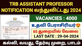 trb assistant professor notification 2024 tamil  trb assistant professor jobs 2024  trb jobs 2024 [upl. by Oeram]