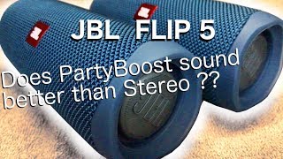 🔊 JBL Flip5  Comparing Stereo and PartyBoost modes [upl. by Tocci299]