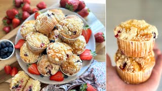 MORZSÁS MUFFIN 🍓epres muffin gyümölcsös muffin  BebePiskóta [upl. by Nedyarb]