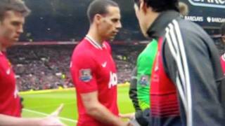 Man United vs Liverpool Patrice Evra And Luis Suarez Handshake [upl. by Vinni]