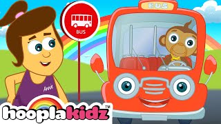 Wheels On The Bus Red  Kids Nursery Rhymes  HooplaKidz [upl. by Brelje]