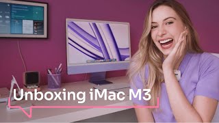 Unboxing iMac M3 Roxo [upl. by Yelrahs]