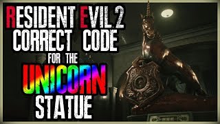 WHAT IS THE CODE FOR THE UNICORN MEDALLION STATUE PUZZLE  RESIDENT EVIL 2 REMAKE [upl. by Idolem]