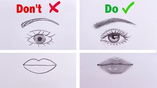 Dont VS Do  How to draw Lips Eye Nose and Hair  Drawing Tutorial [upl. by Bronny191]