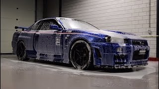 Detailing nissan skyline R34 GT R Nismo Omori R tune  chassis 001  by Autoreiniging Centrale [upl. by Rufena]