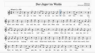 Der Jäger Im Walde Brahms  C Major  120 bpm  SingAlong [upl. by Kcirej128]