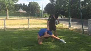 KineVideo  Protocole A pubalgie partie 5  travail et étirements des abdominauxadducteurs [upl. by Kosiur805]