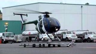 MD500 Helicopter Start uppad takeoff and landing at KBFI Seattle [upl. by Ynitsed166]