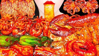 ASMR MUKBANG Spicy FLEX Seafood Boil Lobster Sausage Octopus Enoki Mushroom CookingampEating 먹방 [upl. by Enahpad]