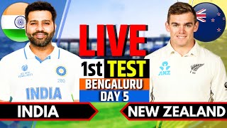 India vs New Zealand 1st Test Day 5  IND vs NZ Live Match  Live Cricket Match Today Session 1 [upl. by Odrawde]