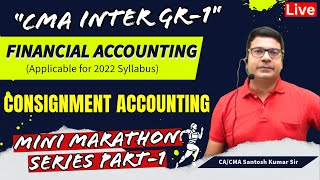 Consignment Account Revision  Financial Accounting CMA Inter Gr 1  By CACMA Santosh Kumar [upl. by Nedak]