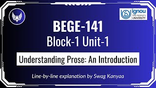 BEGE141 B1 U1 Understanding Prose An Introduction [upl. by Wescott]