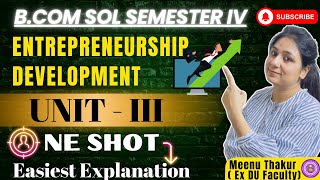 Unit  3  Entrepreneurship amp New Venture Planning  Semester 4  B com  DU  By Meenu Thakur [upl. by Hobart728]