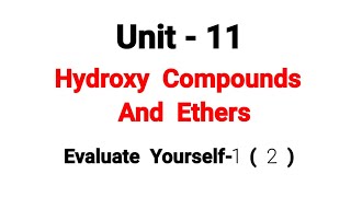 Evaluate Yourself 12  Hydroxy Compounds And Ethers  TN 12th Chemistry  Unit 11  in Tamil [upl. by Atinram]