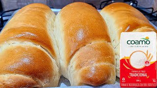 PÃO FOFINHO CASEIRO COM FERMENTO ATIVADO O MELHOR QUE JA FIZ TESTANDO A FARINHA COAMO coamo [upl. by Twedy509]