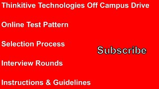 Thinkitive Technologies Online Test Pattern Thinkitive Technologies Off Campus Drive [upl. by Northrop120]