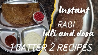 Instant ragi idli and dosa recipe  1 batter 2 recipes [upl. by Mairym570]