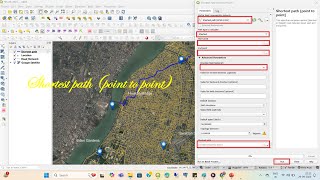 Shortest path point to point II Network analysis II Shortest path in QGIS II GIS II point to point [upl. by Losiram904]