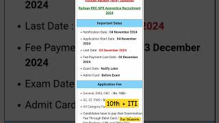 Railway RRC NFR Apprentice Recruitment 2024 railway railwayexam railwayrecruitment2024 govtjobs [upl. by Ermina]