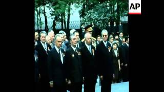 SYND 10 5 75 BREZHNEV WREATH LAYING IN MOSCOW [upl. by Dlanod214]