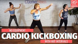 45 Min Cardio Kickboxing Workout with HIIT Intervals [upl. by Olga]