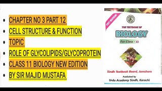 Glycolipids amp Glycoprotein  Ch 3  Part 12  Cell Structure And Function video biology [upl. by Yxel954]