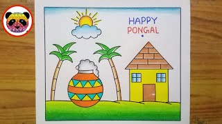 Pongal Drawing Easy  Pongal Festival Drawing  Pongal Pot Drawing  How to Draw Pongal [upl. by Lenroc]